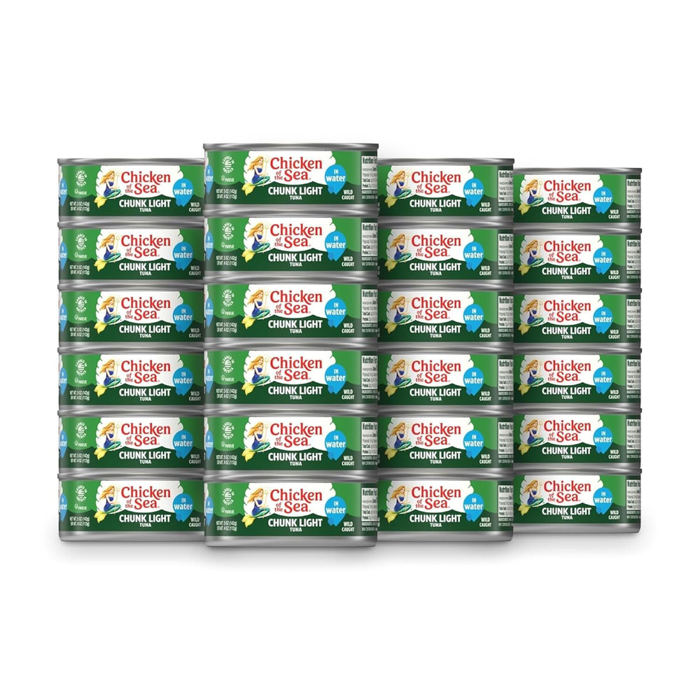 Chunk Light Tuna in Water, 5 Oz. Cans (Pack of 24), Wild Caught Canned Tuna