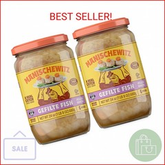 Manischewitz Gefilte Fish in Jelled Broth 24oz (2 Pack), Packed with Protein, No