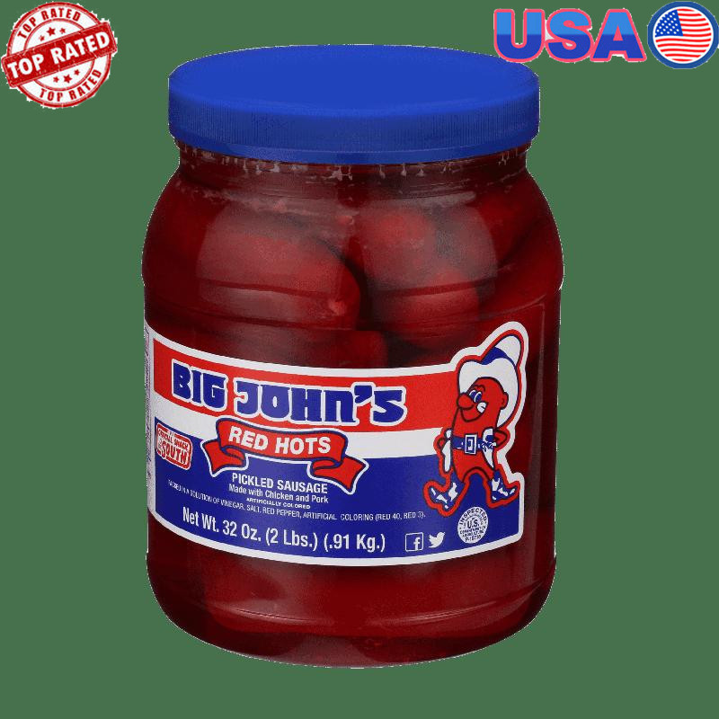 Ready To Eat Pickled Sausage 32oz Jar Spicy Snack Tangy Flavor Shelf Stable New