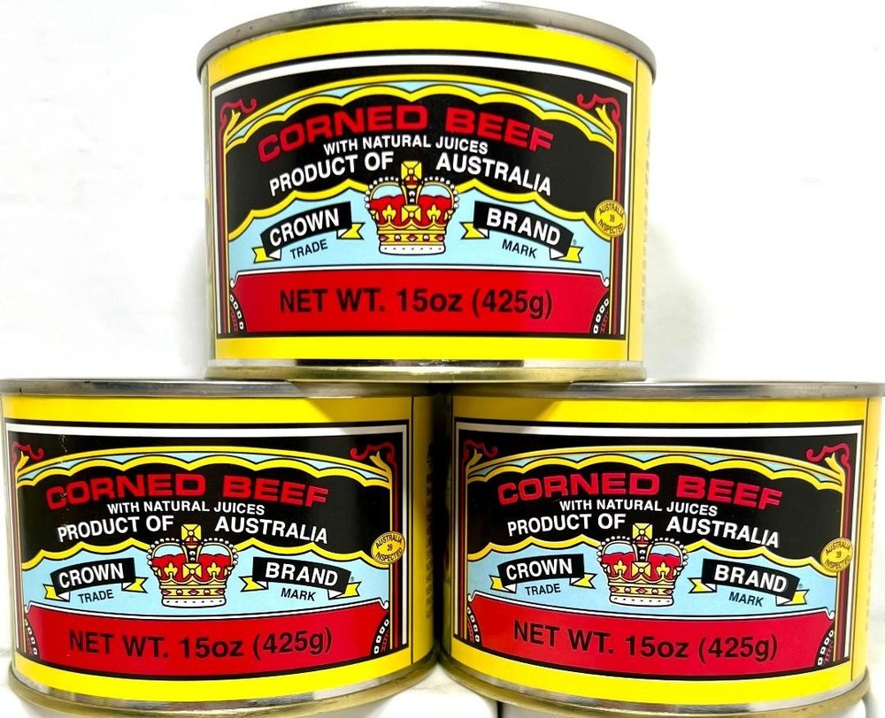 Crown Brand Corned Beef with Natural Juices 15 oz ( Pack of 3 )~09/2027