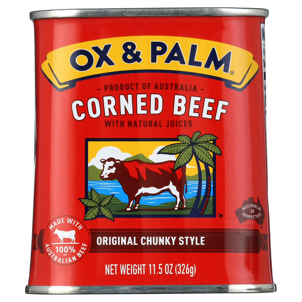 Ox & Palm Corned Beef Original Chunky Style in Tapered Can, 11.5 oz Can