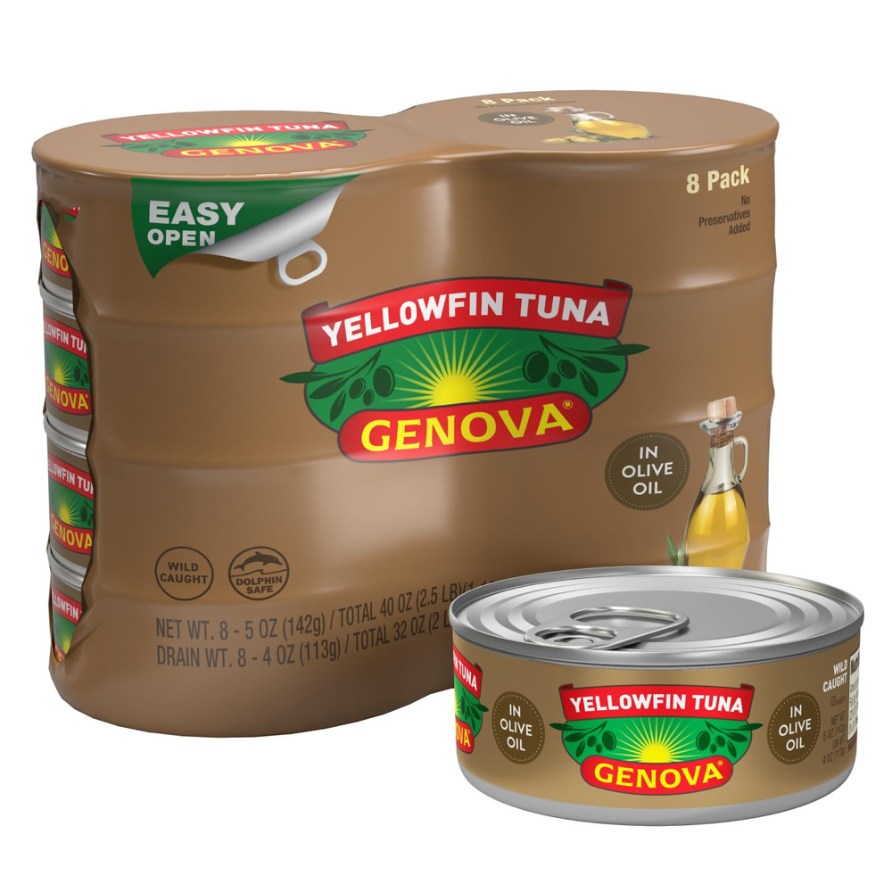 Premium Yellowfin Tuna in Olive Oil, Wild Caught, Solid Light, 5 Oz. Can (Pac…