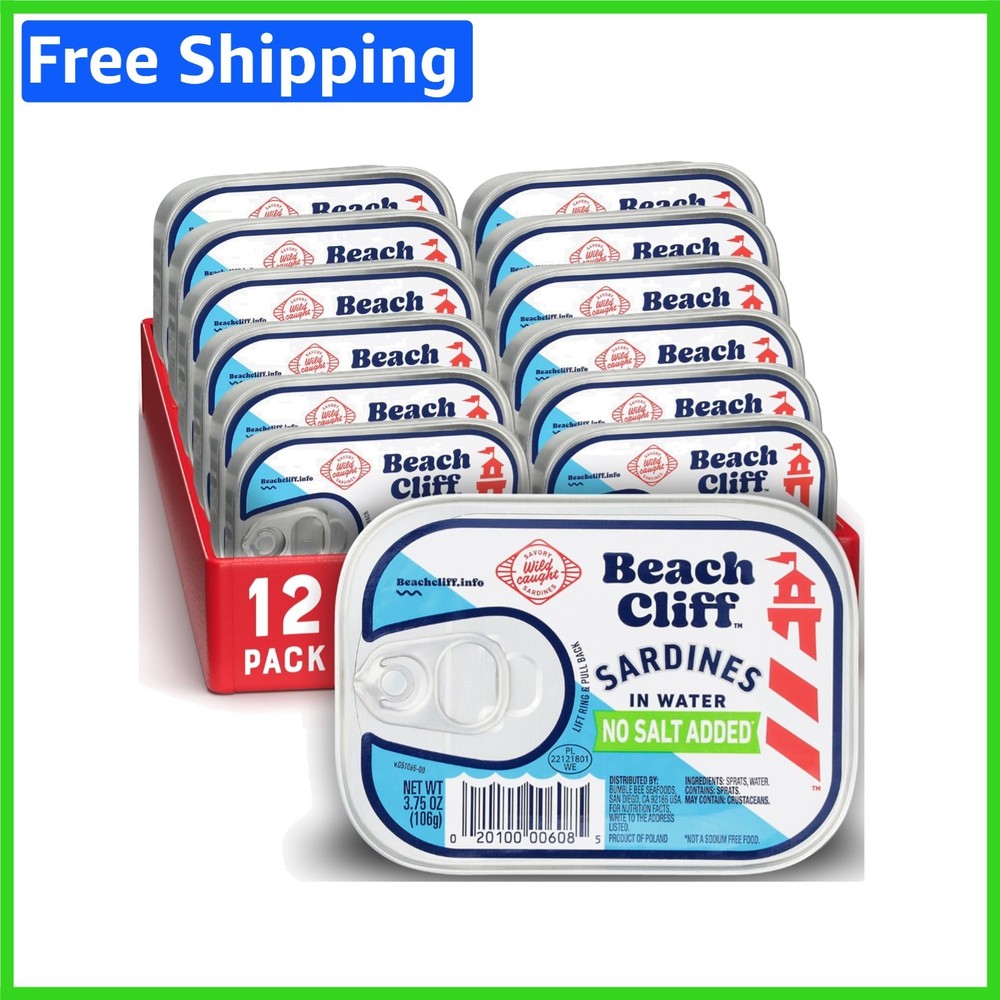 High Protein Wild Caught Sardines in Water, Gluten Free – 12 Cans of 3.75 oz