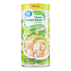 Great Value Chunk Chicken Breast 12.5 oz Can 4 Pack Fully Cooked Ready to Eat