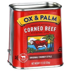 3 pack Ox & Palm Corned Beef original chunky Style in Tapered Can 11.5 oz can.