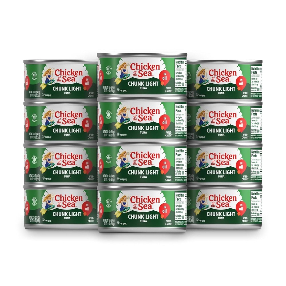 Wild Caught Chunk Light Tuna, 12 Ounce Cans, 12-Count – High Protein 100% Cla…