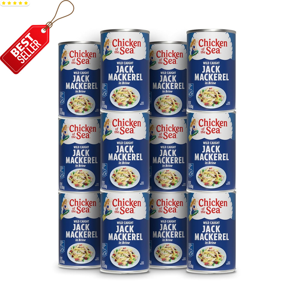 Jack Mackerel in Brine 15oz Cans Pack of 12 Wild Caught Canned Fish US