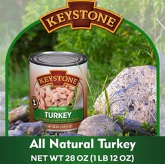 5 Cans – Keystone Meats All Natural Turkey Fully Cooked 28 oz Exp. 2029