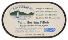 Wild Herring Fillets Cracked Pepper Wood Smoked Protein 6.7oz Fish Can