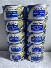 Lot Of 10 Cans CRIDER White Chicken, ( T812 ) 12.5 Oz Each, Bb 12/2027, Free S/P
