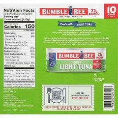 Bumble Bee Chunk Light Tuna in Oil, 5 oz Cans – 10 Count