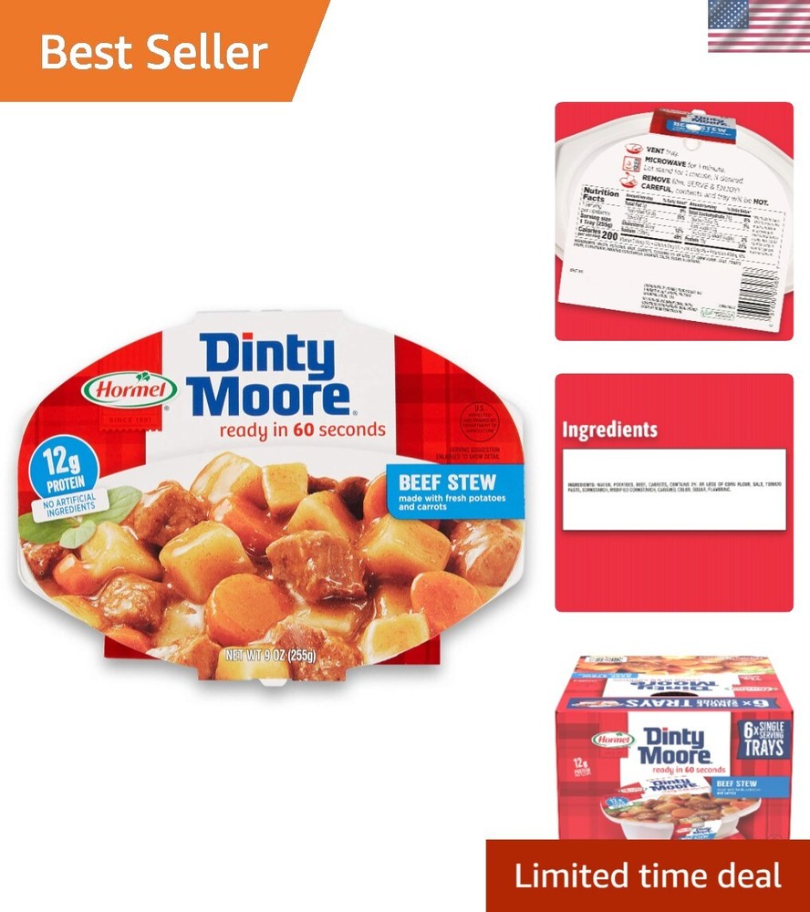 Hormel Beef Stew – 9-Ounce Packages (6-Pack) – Quick, Delicious & Shelf-Stable
