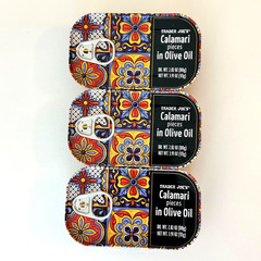3 X Trader Joe’s Calamari Pieces in Olive Oil 3.91oz 111g Giant Squid EXP 2029