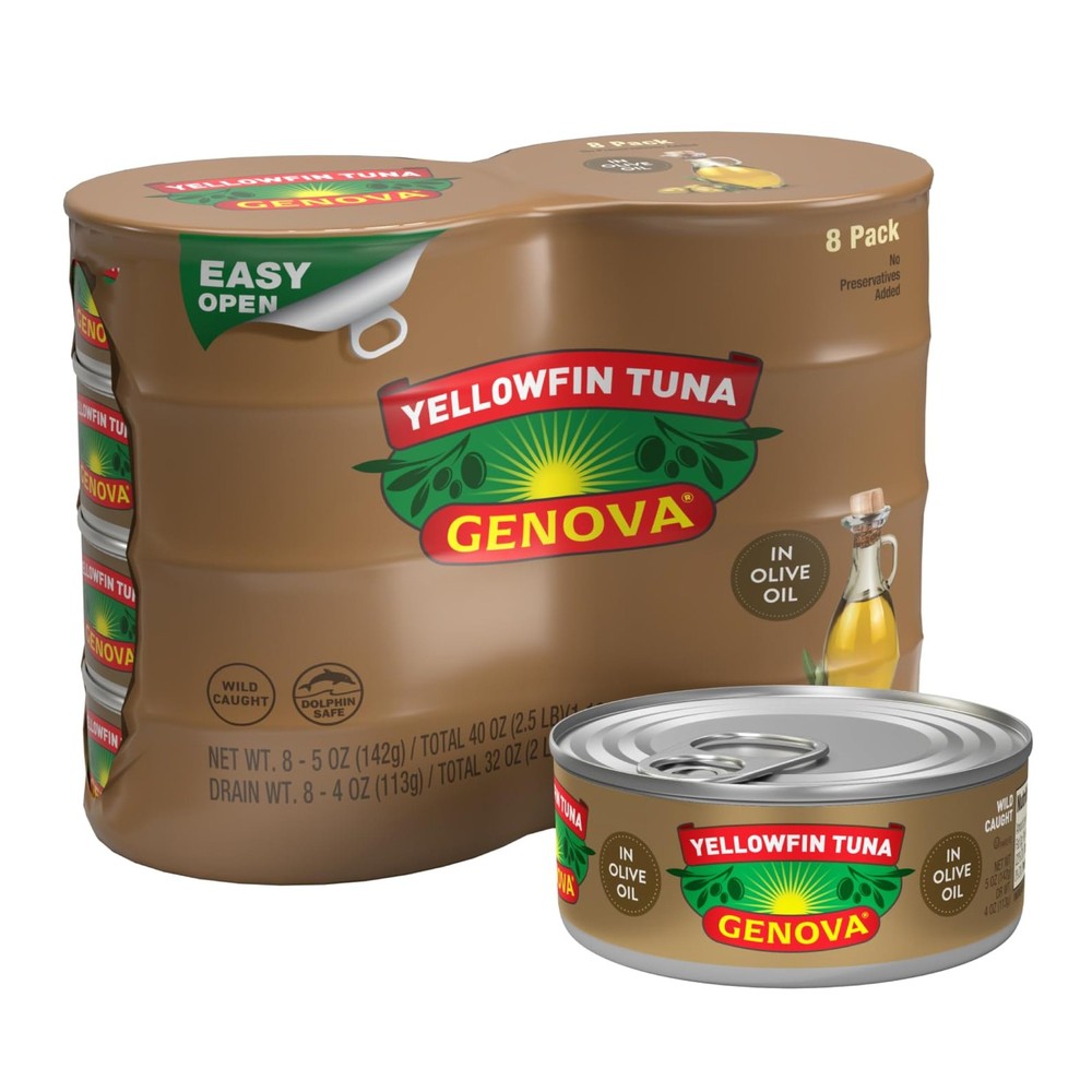 Genova Premium Yellowfin Tuna in Olive Oil, 5 Ounce Cans, 8-Pack – Nutrient R…