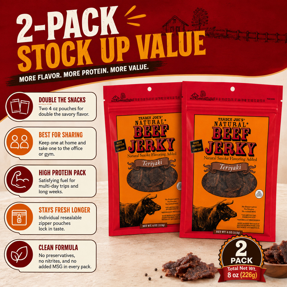 2 Pack Trader Joe’s Natural Teriyaki Beef Jerky 4 oz