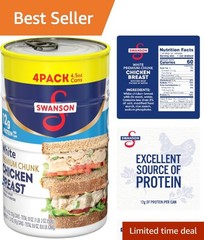 4 Pack Swanson White Chunk Chicken in Water 4.5 oz Ready to Eat