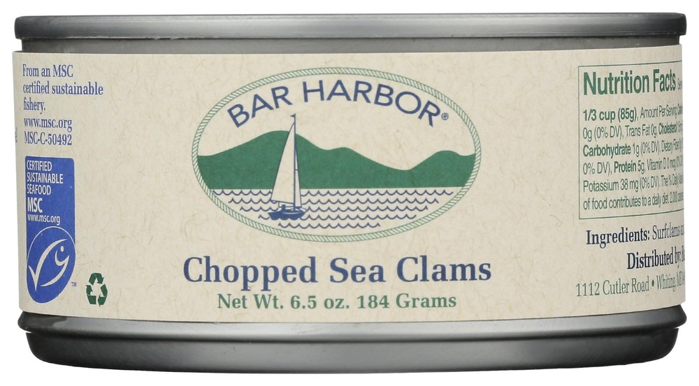 Bar Harbor Chopped Surf Clams | Sweet and Tender | 6.5 oz 184 grams can