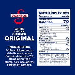 Swanson Original White Chunk Fully Cooked Chicken 2.6oz Ready to Eat