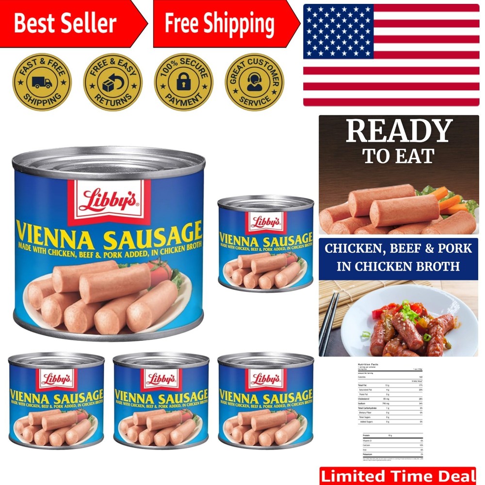 Fully Cooked Classic Vienna Sausage Pack of 5 – Perfect for Snacks and Recipes