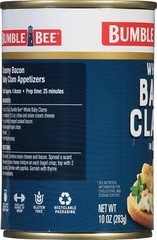 Bumble Bee Whole Baby Canned Clams, 10 oz Can – Ready to Eat – 14g Protein per S