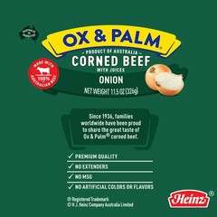 Ox & Palm Corned Beef with Onion, Premium Quality Chunky Style, 11.5 Ounce Can