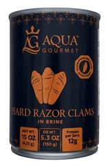Aqua Gourmet Canned Hard Razor Clams in Brine, Premium Chilean Seafood, 15 o…