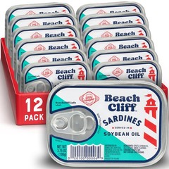 Wild Caught Sardines in Soybean Oil, 3.75 oz Can (Pack of 12) – 14g Protein p…