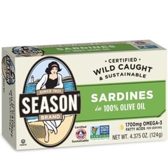 Season Sardines in Pure Olive Oil, 4.375-Oz Cans (2!Packs Of 6) 12Cans