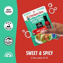 Chicken of the Sea Wild Caught Light Tuna, 2.5 oz x 12ct, Sweet Spicy Seasoning