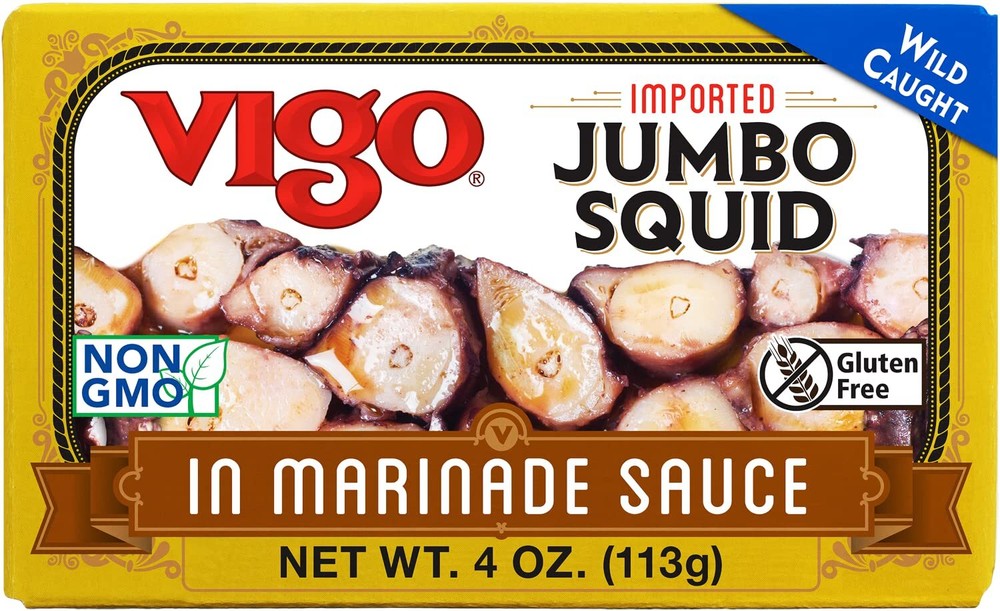 4 Ounce Pack of 10 Natural Wild Caught Squid Seafood High Protein for Cooking