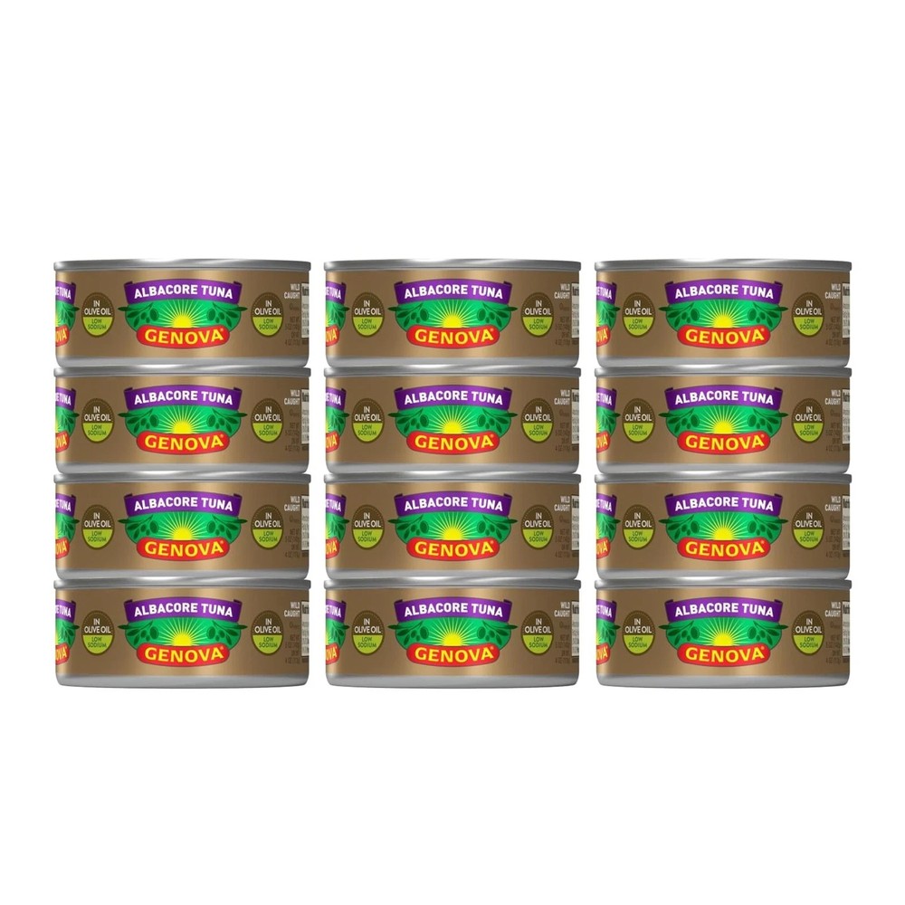 Genova Premium Albacore Tuna in Olive Oil, 5 Ounce Cans Pack of 12, Low