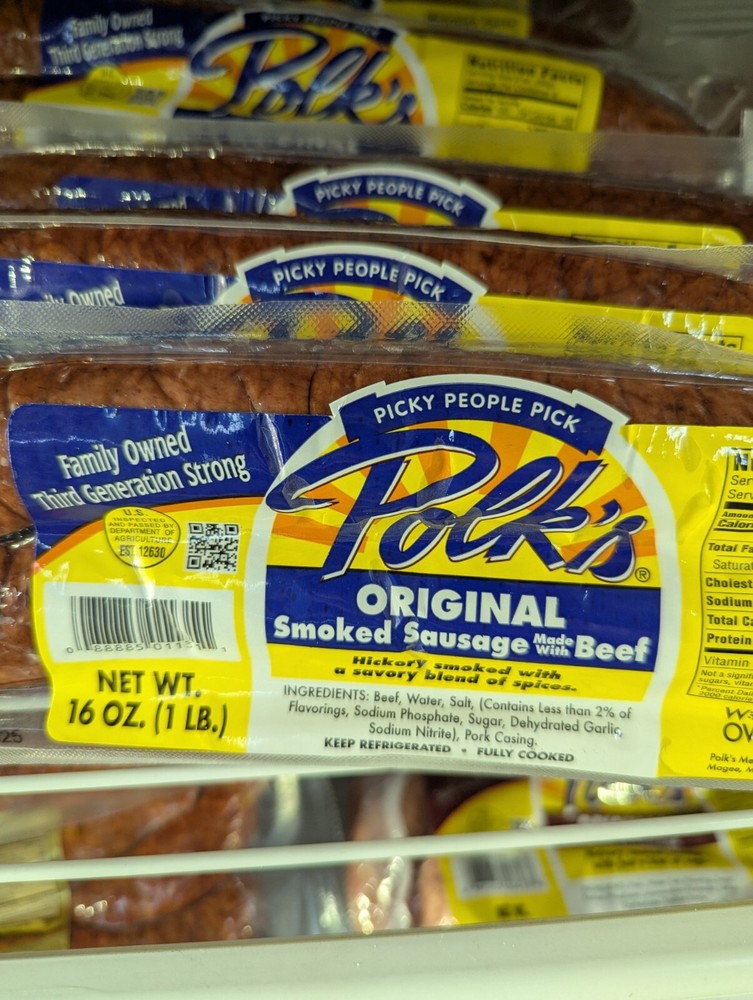 Polk’s Beef Smoked Sausage 1 Lb (4 Pack)