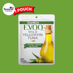 E.V.O.O. Yellowfin Tuna in Extra Virgin Olive Oil, Single Serve Pouch, 2.6 Oz