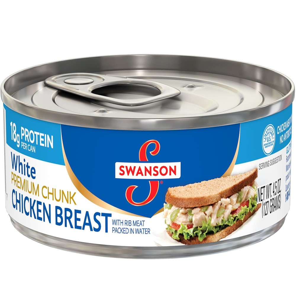 Swanson White Premium Chunk Canned Chicken Breast 🥪 4.5 OZ Can (Pack of 8)