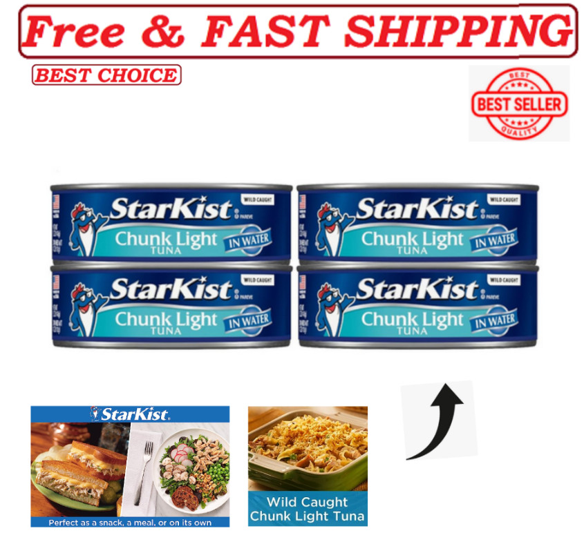StarKist Chunk Light Tuna in Water, Canned Tuna Fish, Wild Caught, 5 oz (4 Pack)