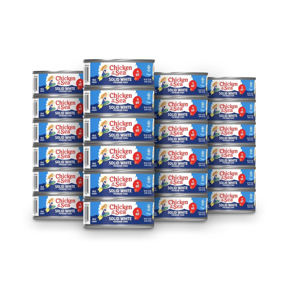 Solid White Albacore Tuna in Oil, Wild Caught Tuna, 5-Ounce Can (Pack of 24)