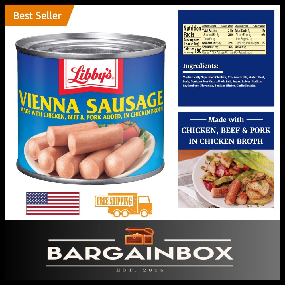 Ready-to-Eat Vienna Sausage Pack – 24 Cans in Chicken Broth for Snacking