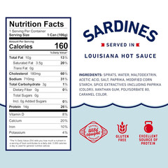 Beach Cliff Wild Caught Sardines in Louisiana Hot Sauce, 3.75 Oz Can (Pack of 12