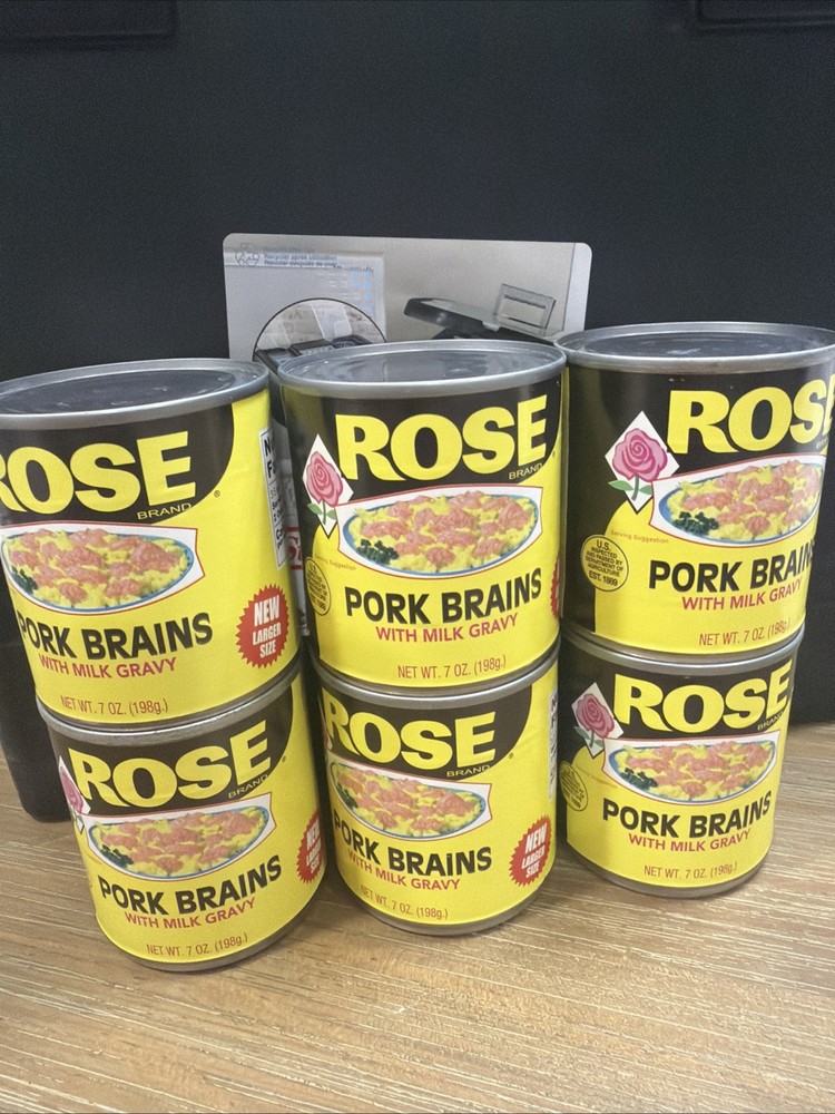 6 Cans Rose Pork Brains with Milk Gravy 7 Oz Can Pig Breakfast Eggs 12/26