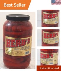 Spicy Pickled Sausage Assortment – 39 Count Beef & Chicken Variety in 1 Gal. Jar