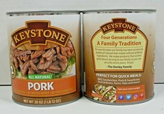 (8 Cans – 4 of each) Keystone Pork & Chicken ALL NATURAL – NO PRESERVATIVES 28oz