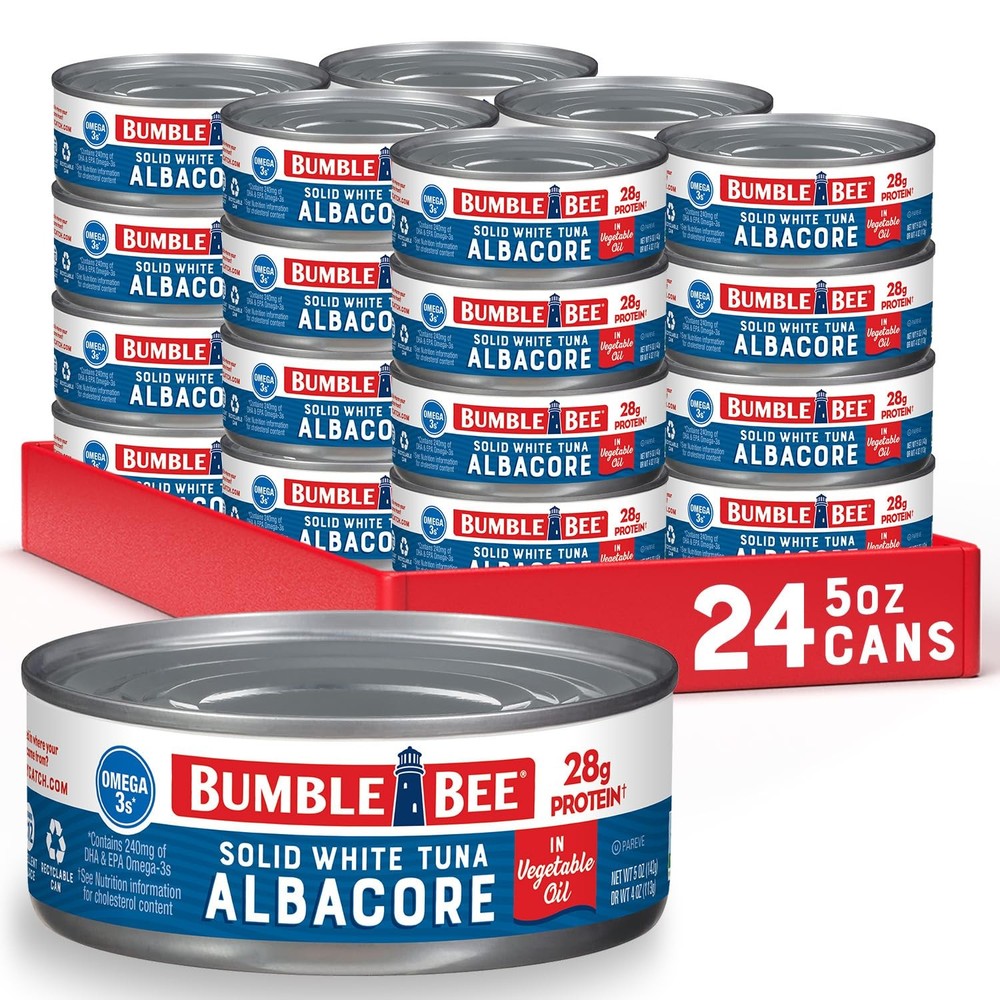 Bumble Bee Solid White Albacore Tuna in Oil, 5 oz Can Pack of 24 Wild Caught…