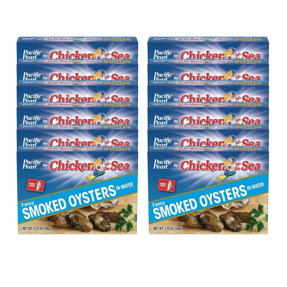 Pacific Pearl Fancy Smoked Oysters in Water 3.75 oz Pack of 12