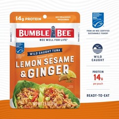 Lemon Sesame Ginger Tuna Pouch – Wild Caught, 14g Protein, Ready to Eat, Pack