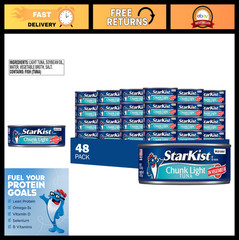 Chunk Light Tuna in Oil, 5 Oz Cans – Bulk Pack of 48, High Protein, Low Fat