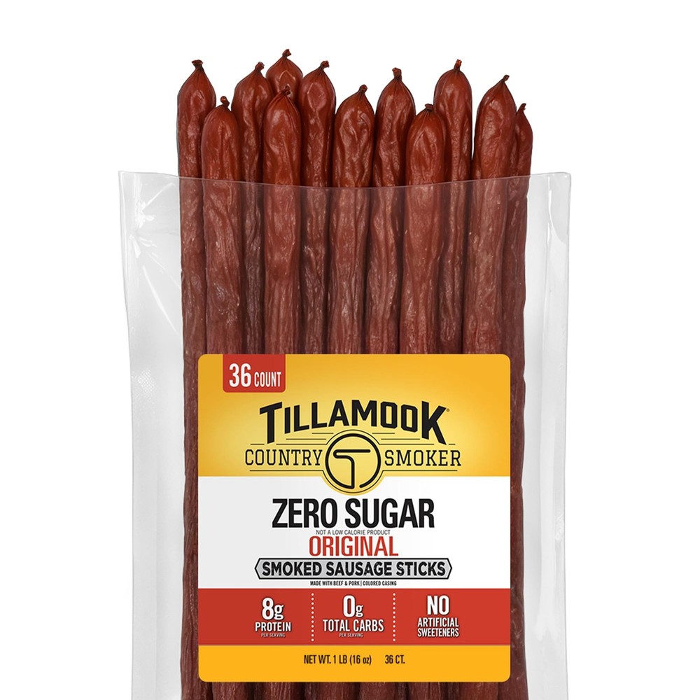 Tillamook Country Smoker Smoked Sausage, Zero Sugar, Original, 16 Ounce 36 Co…