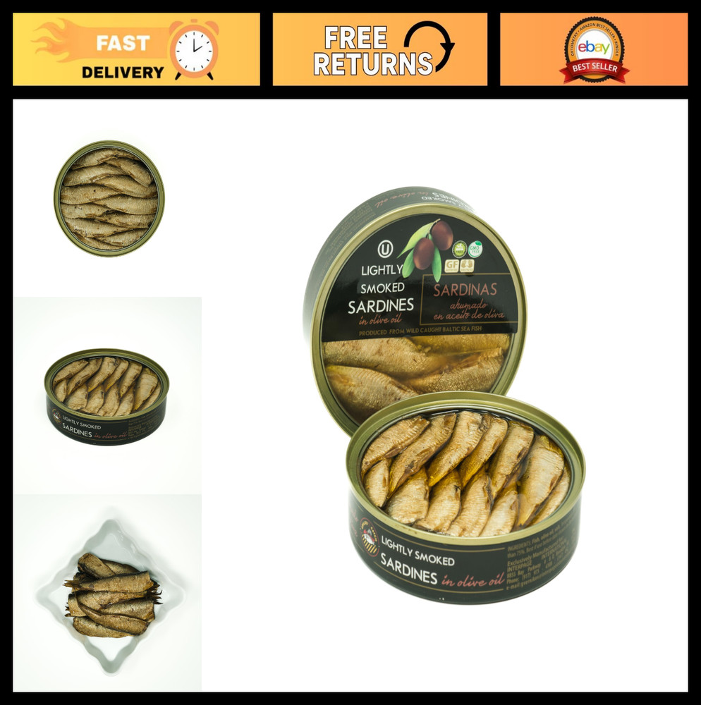 Smoked Brisling Sardines in Olive Oil – Wild Caught, Kosher, 5.6 oz, Pack of 10