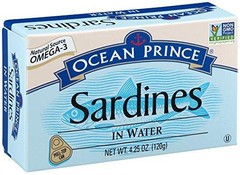 Ocean Prince Sardines in Water, 4.25-Ounce Cans (Pack of 12) (packaging may