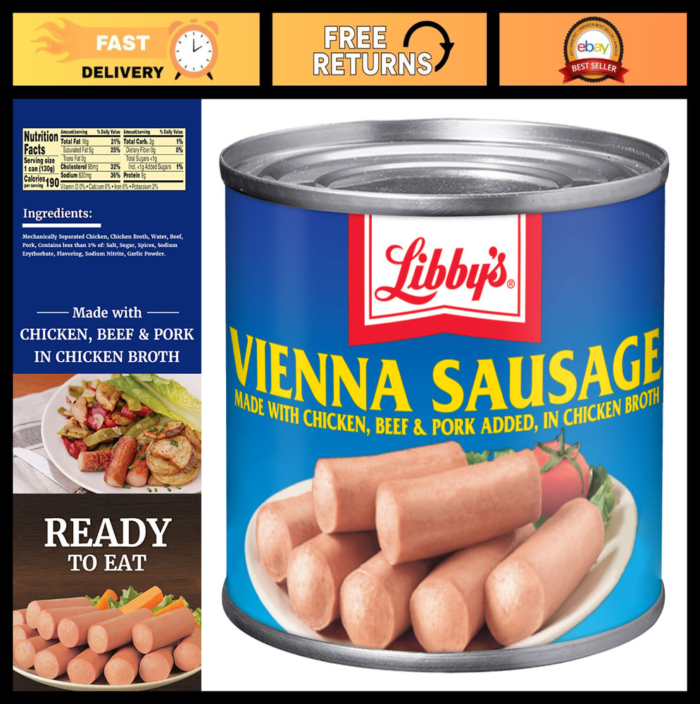 Canned Vienna Sausage in Chicken Broth, 4.6 OZ – Pack of 24, High Protein Snack