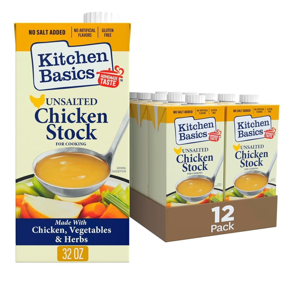 Unsalted Chicken Stock – 32oz Carton, Pack of 12